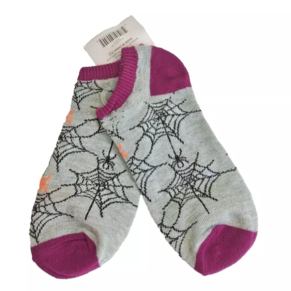 Low Cut Socks Ladies' Shoe Size 4-10 Purple Gray Spider & Web Polyester Spandex - Picture 1 of 4